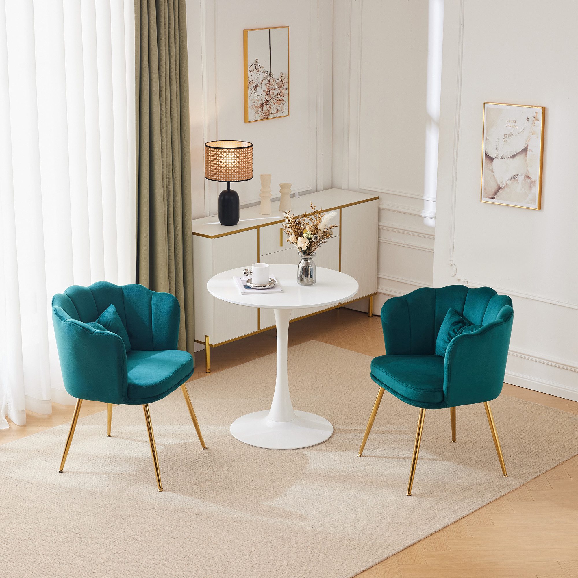 OKWISH 4-Fußstuhl Polsterstuhl Küchenstuhl Lounge Stuhl, günstig online kaufen
