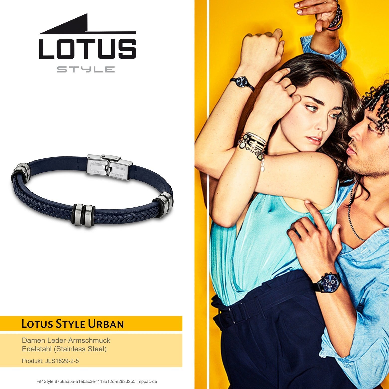 aus Damen, Style (Stainless Echtleder Lotus Urban Lotus Herren blau Steel), Edelstahl (Armband), für Style Armband Armband