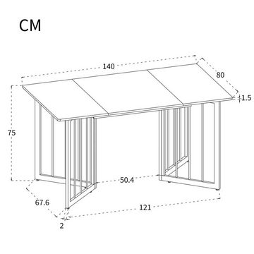 Flieks Essgruppe, (Set, 5-tlg., 1 Tisch 140*80*75cm mit 4er Polsterstühle), Esstisch mit 4 Stühlen Set Küchetisch Esszimmerstuhl, Metallbeine