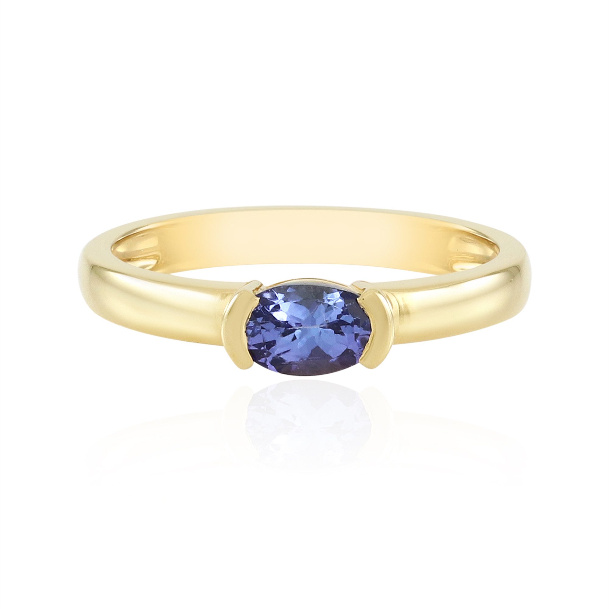 Cavill Solitärring Tansanit-Ring aus vergoldetem Silber, Tansania, 0,45 ct (1-tlg)