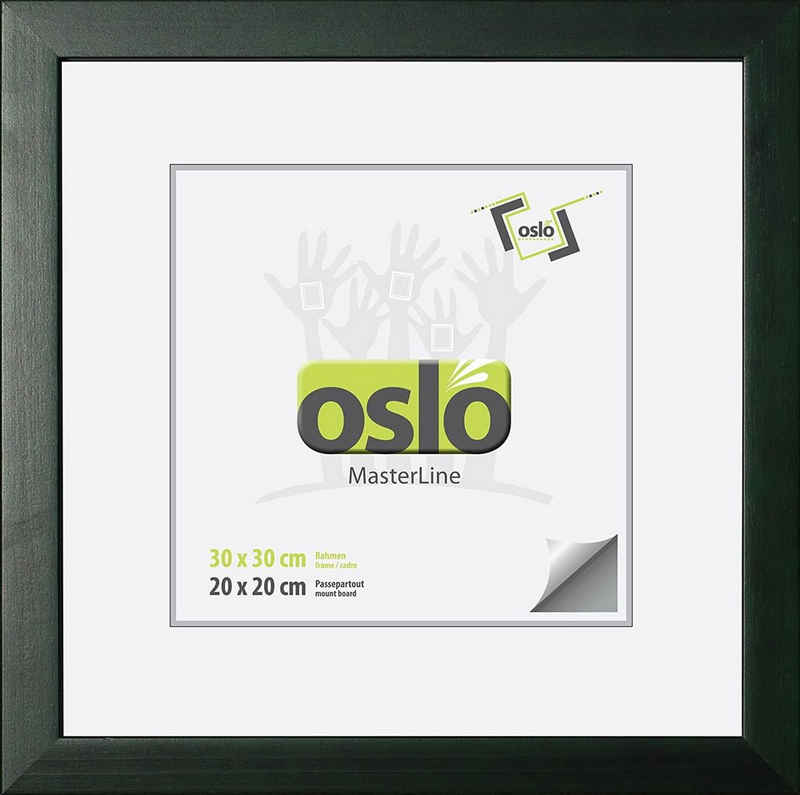 Oslo MasterLine Einzelrahmen Bilderrahmen Holz massiv quadratisch FSC mit Glasscheibe, 30 x 30 cm dunkelgrün
