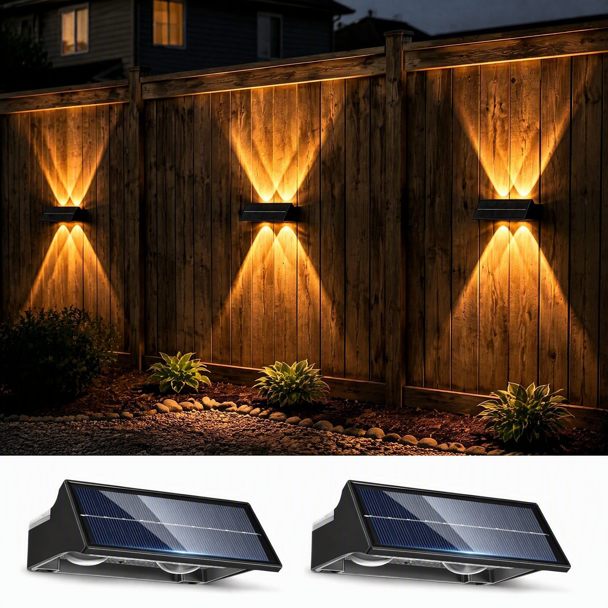 oyajia LED Außen-Wandleuchte 2/4 st Solar Wandleuchte Aussen, RGB Einstellbar Solarlampen für Außen, LED fest integriert, RGB, RGB 9 Farben Solarleuchte für Zaun Wand Terrasse Garten Balkon Deko