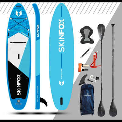 Skinfox Inflatable SUP-Board SKINFOX SEASQUID CARBON-SET (335x78x15) 4-TECH L-CORE SUP Paddelboard hellblau