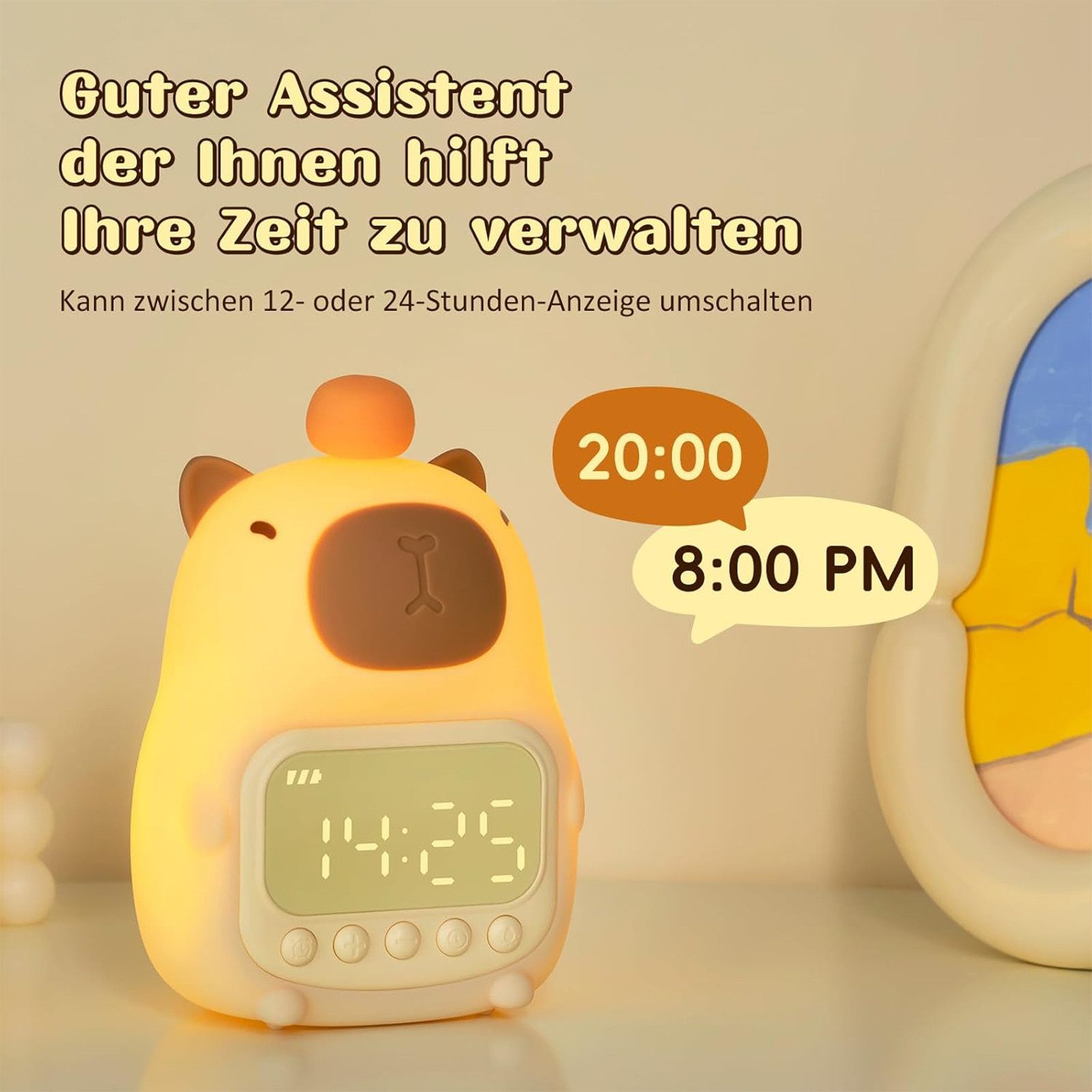 MODFU Kinderwecker Silikonwecker Capybara Nachtlicht Schlummerwecker Schlum günstig online kaufen