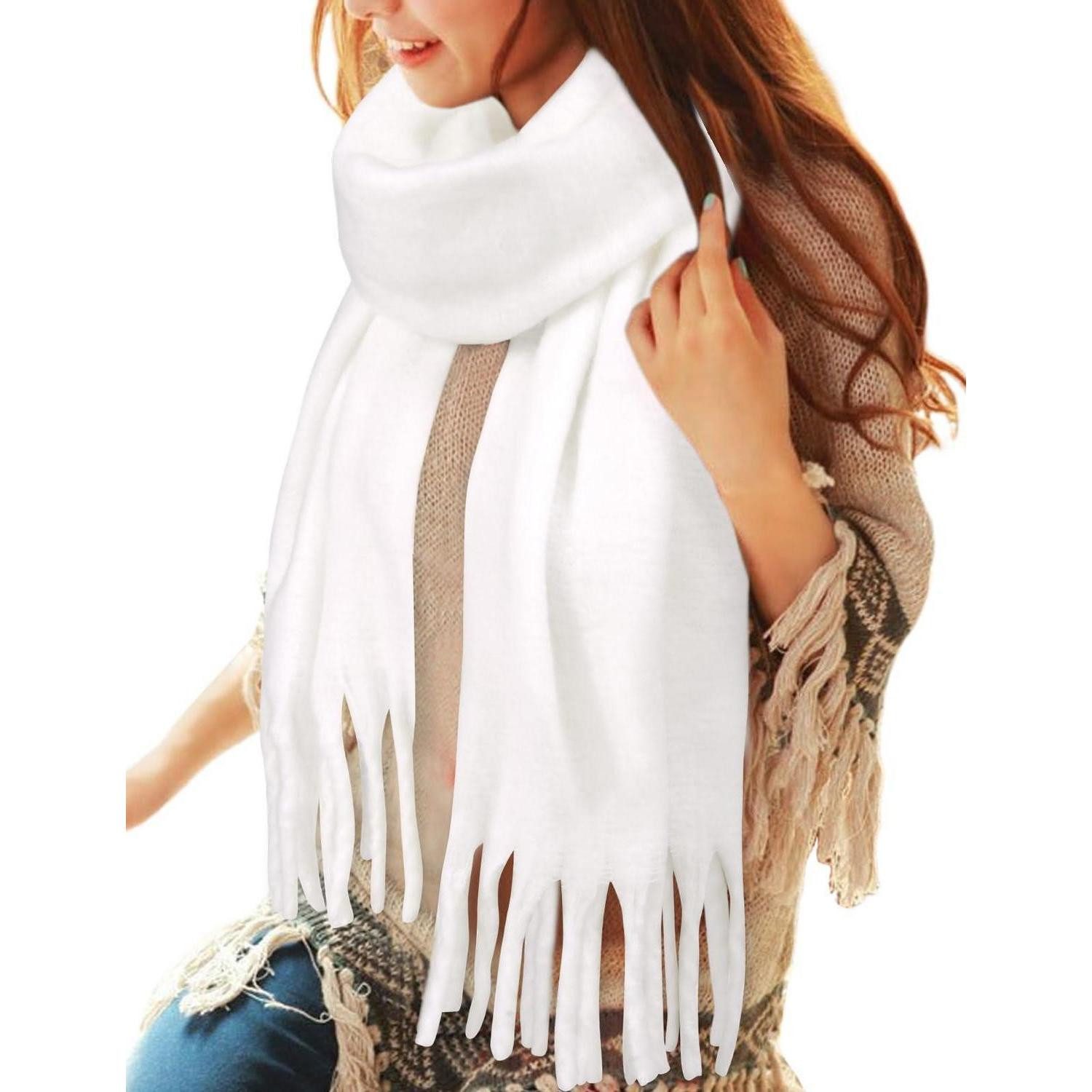 LuxusKollektion Strickschal Damen Schal Winter Chunky Weiß, (1-St)