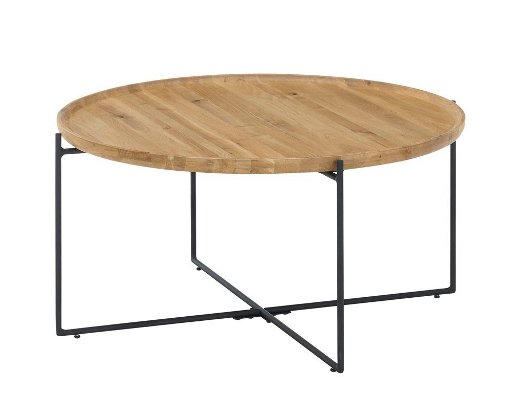 MCA furniture Couchtisch Couchtisch Treviso, rund, Eiche massiv / schwarz (no-Set), Breite 80 cm,Tischplatte aus Massivholz