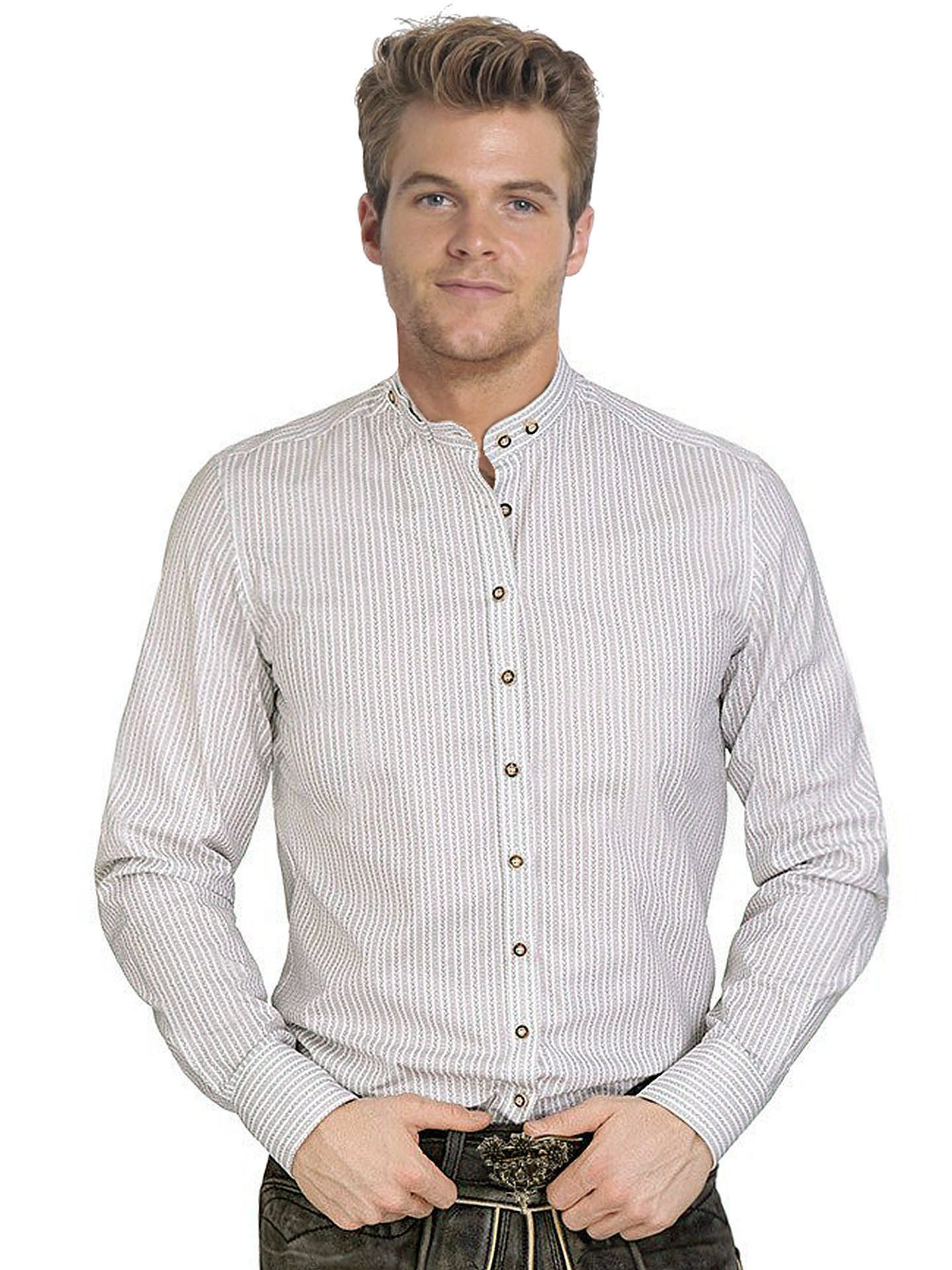 Moschen-Bayern Trachtenhemd Trachtenhemd SLIM FIT Herren Stehkragen Wiesn-Hemd Herrenhemd Weiß