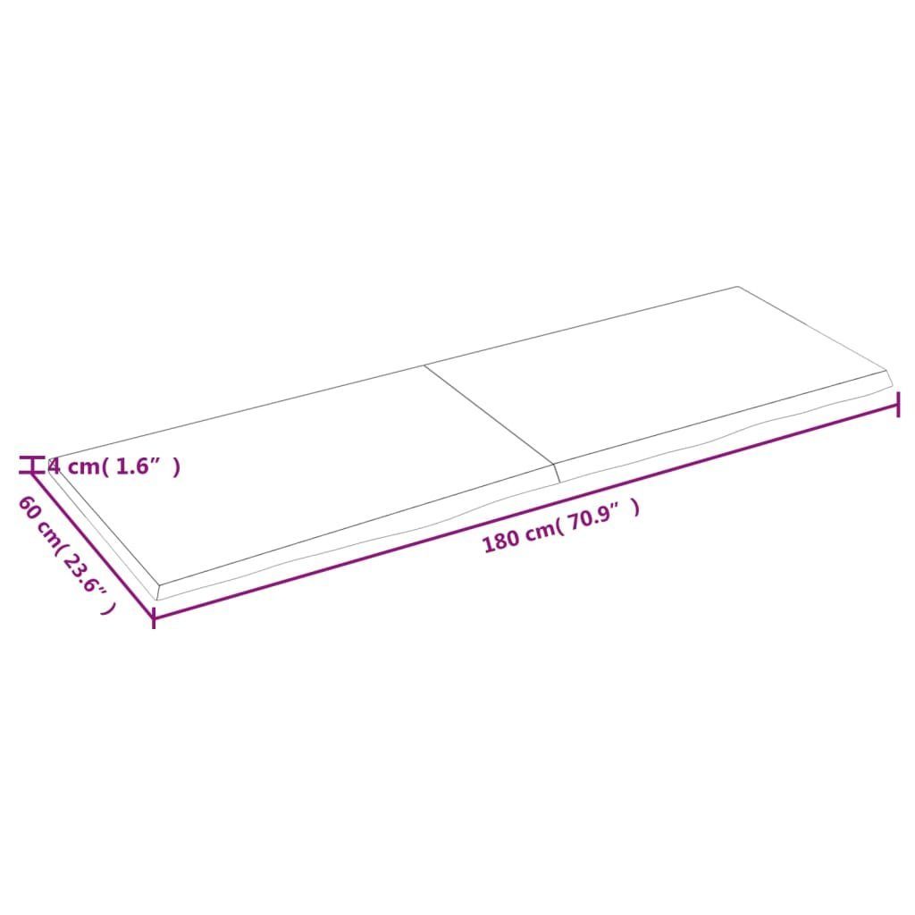 furnicato Tischplatte Hellbraun Eiche 180x60x(2-4)cm Massivholz Behandelt