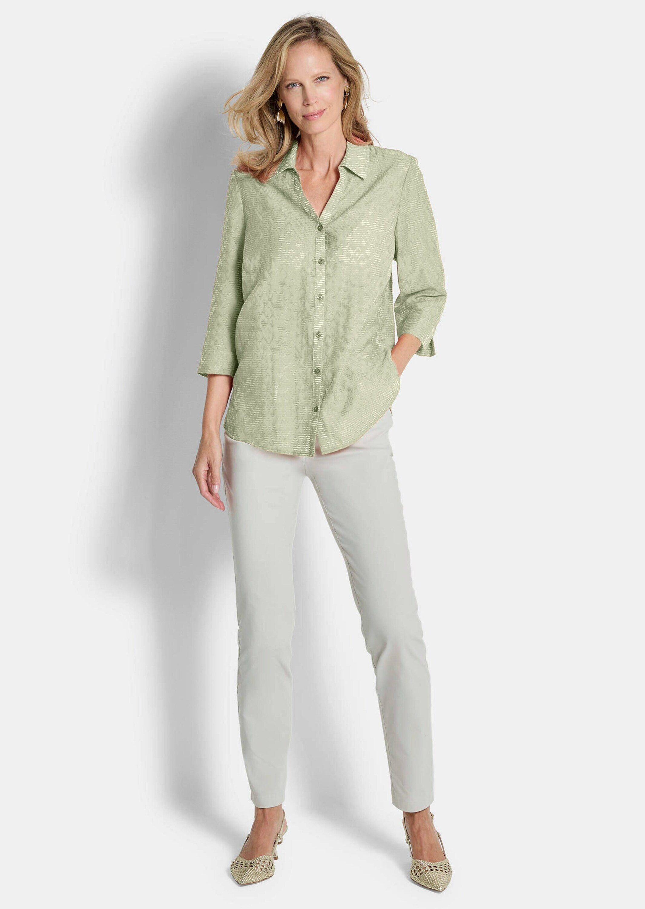 GOLDNER Hemdbluse Kurzgröße: Viskosebluse mit filigranem Muster Hemdbluse m günstig online kaufen