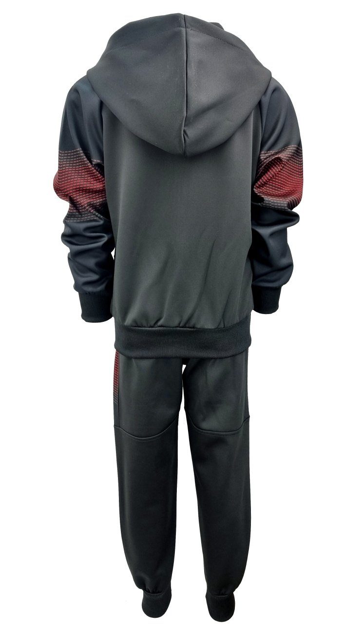 JF3272 Schwarz/Rot Fashion Boy Freizeitanzug Jungen/Mädchen, Jogginganzug Trainingsanzug Trainingsanzug