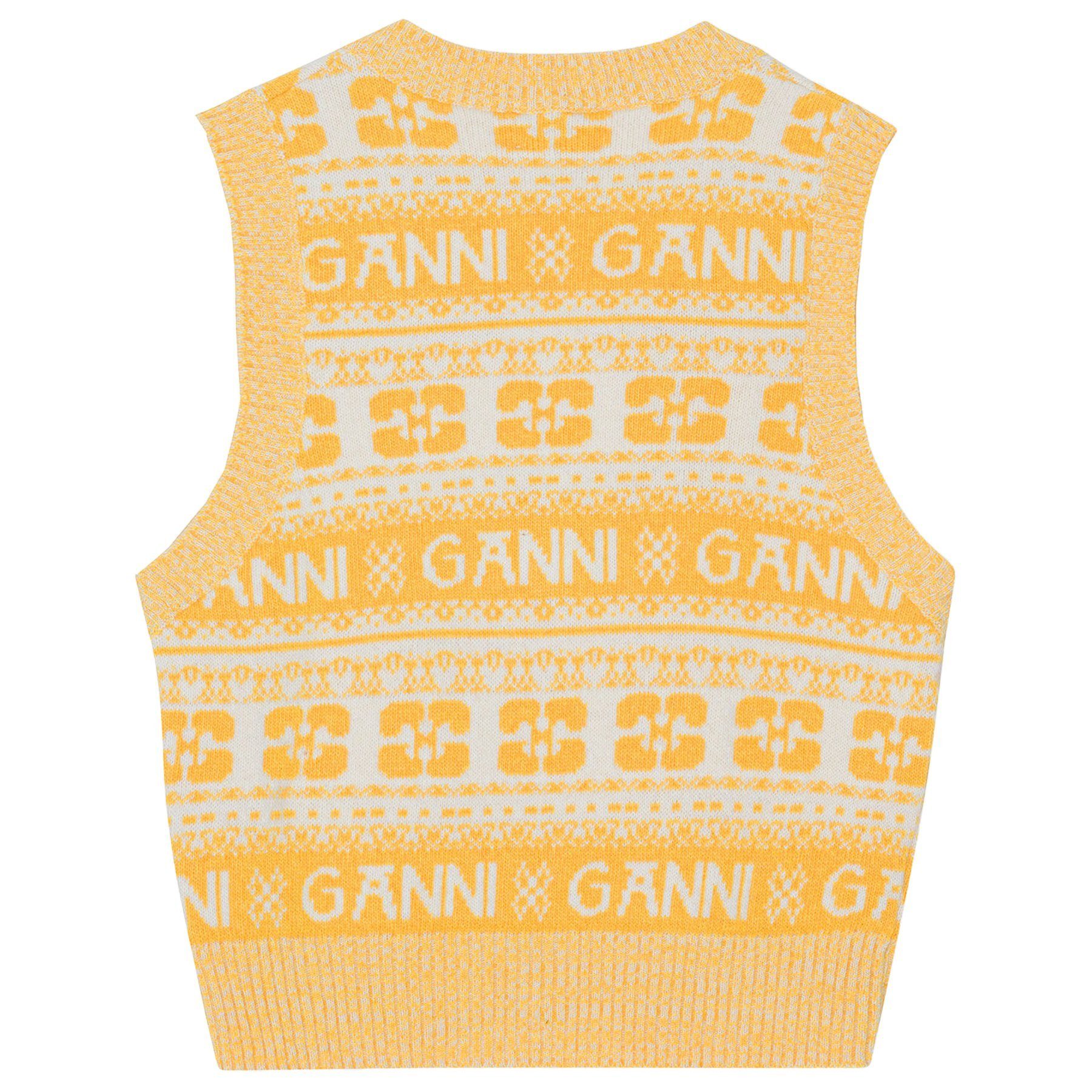 WOOL GANNI aus Woll-Gemisch Strickpullover Pullunder LOGO