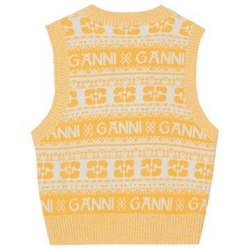 GANNI Strickpullover Pullunder LOGO WOOL aus Woll-Gemisch