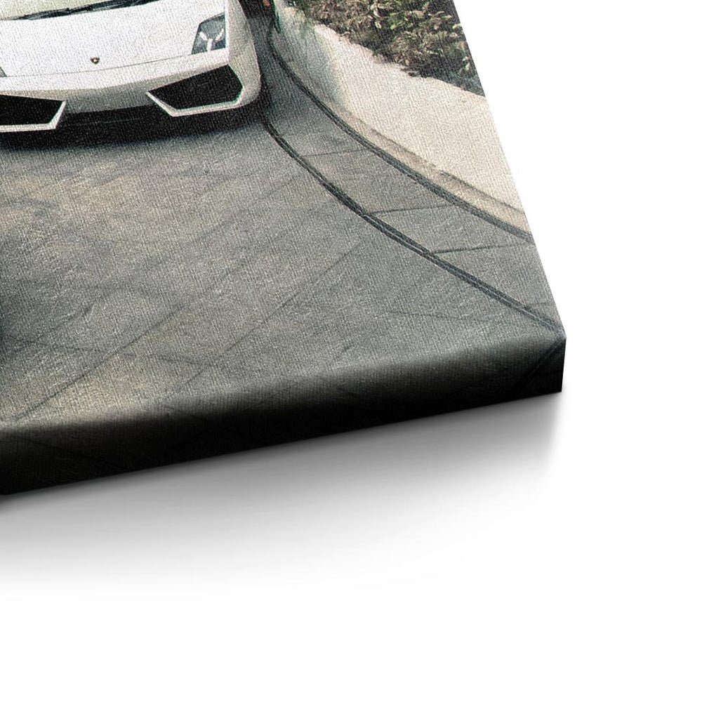 DOTCOMCANVAS® Leinwandbild, Premium Wandbild silberner & Mindset - Bild Traumvilla Rahmen Autos Lifestyle