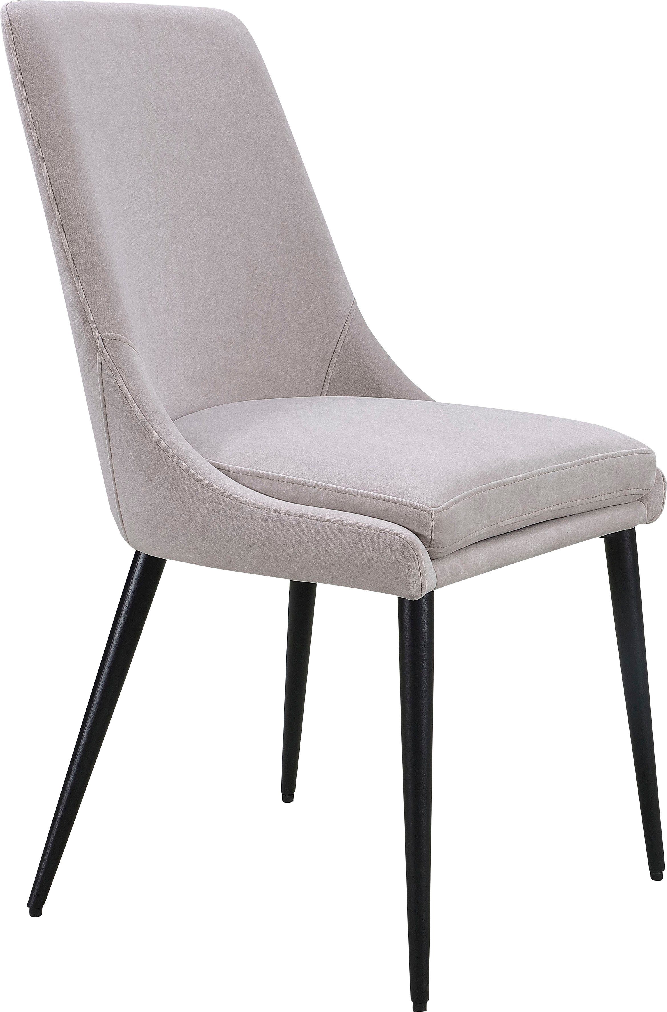 Leonique Esszimmerstuhl Winston Esszimmertsuhl in Ash Grey (1 St), Polsterstuhl, weiß, Leinenoptik, schwarze Beine, Retrostil, 51x58x94