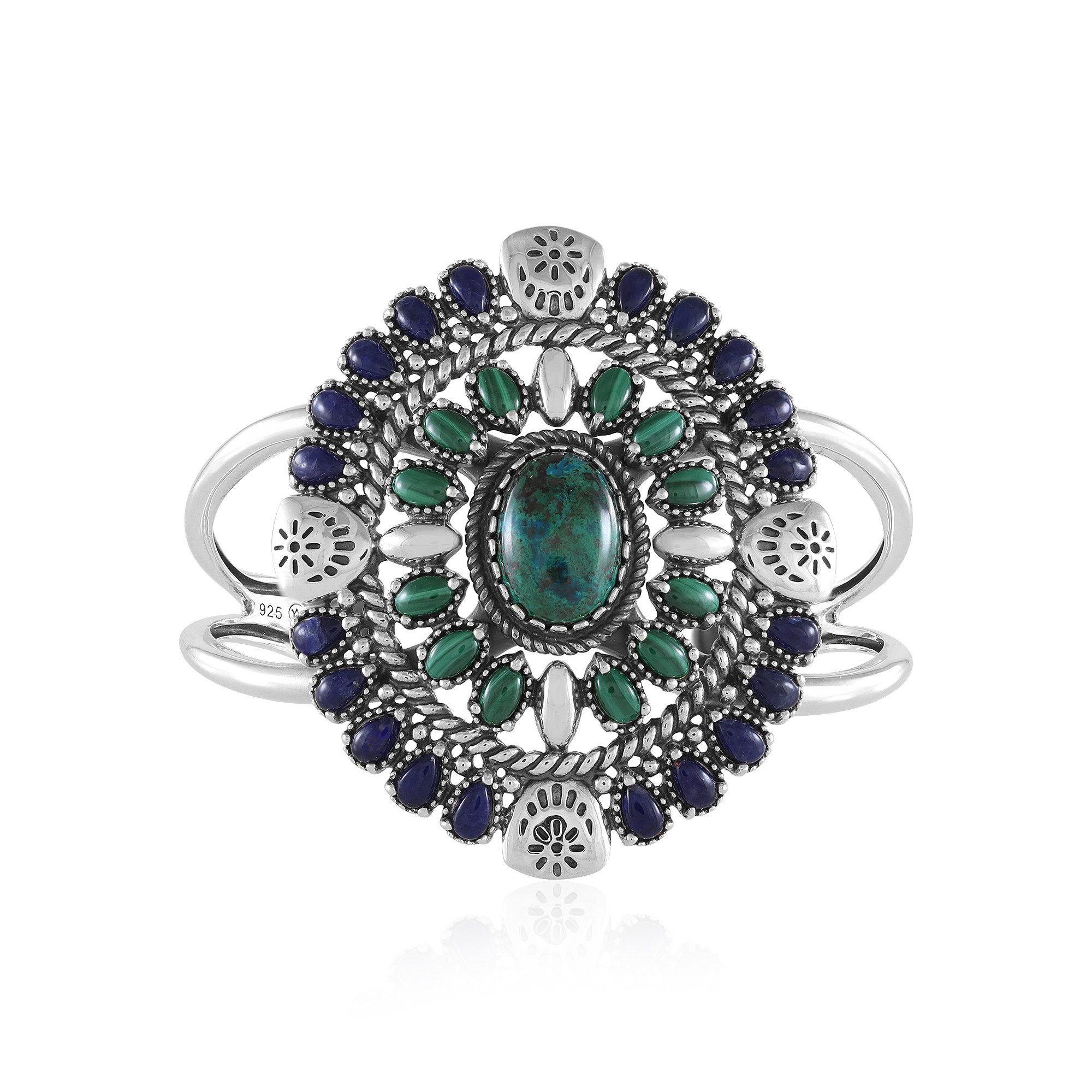 Cavill Silberarmband Cavill Silberarmreif 13,9 ct Chrysokoll Malachit Sodalith Oval (1-tlg)