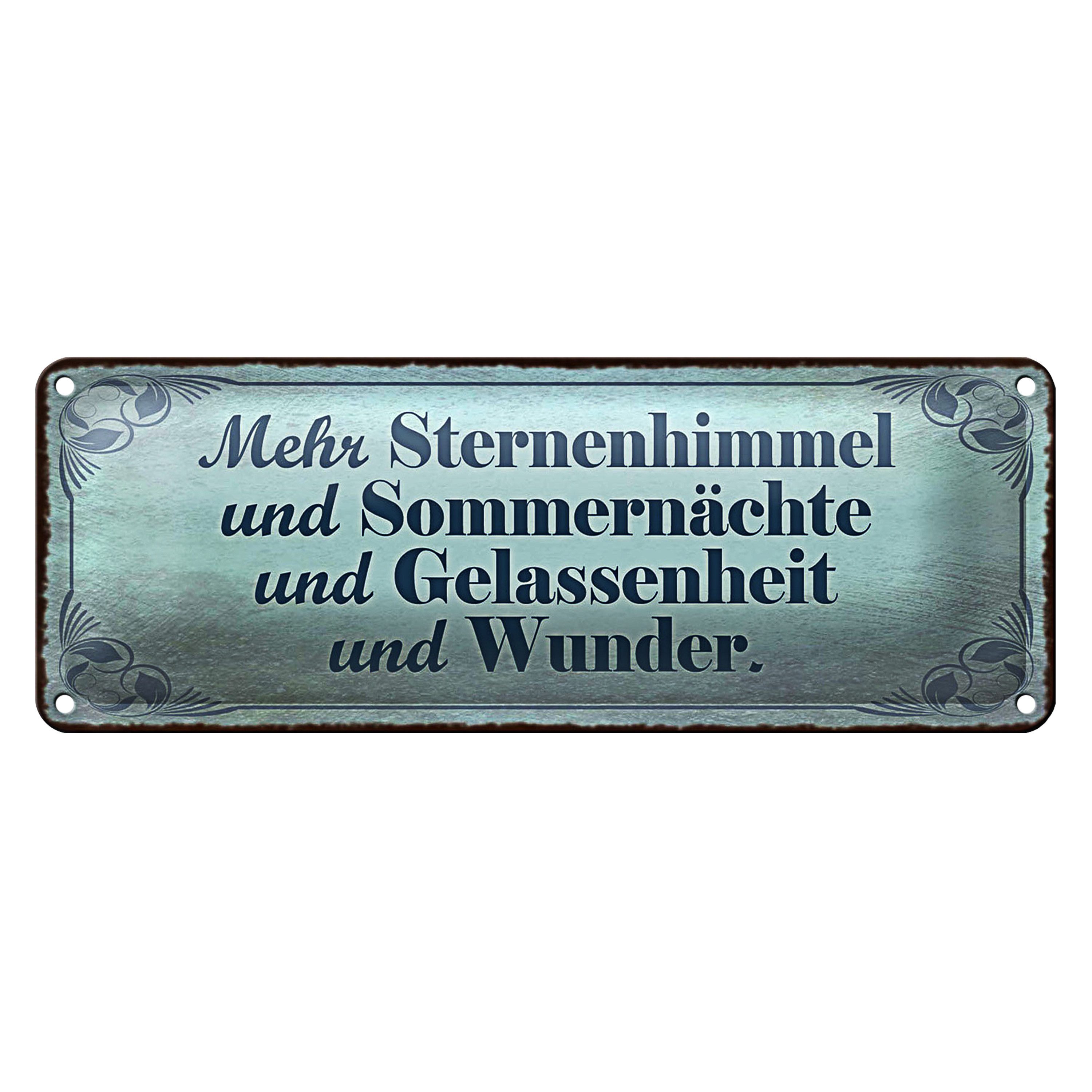 Roomando Metallschild Blechschild Spruch 27x10cm mehr Sternenhimmel Sommernächte Dekoration