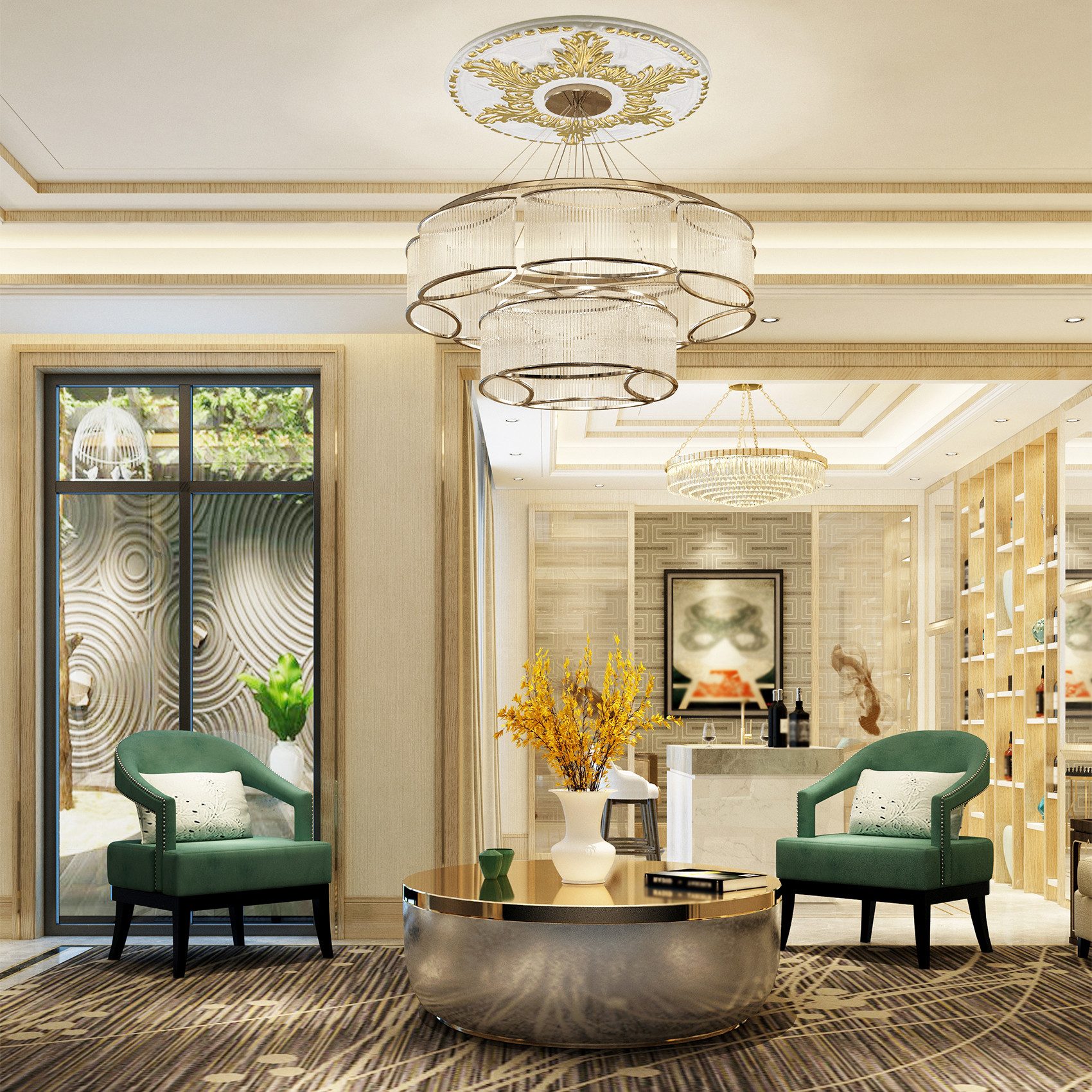 marbet design Wanddekoobjekt R-17 Gold (Stuckrosette aus EPS Styropor, Zierelement, Stuck (gold) Innendekoration Dekor rund)