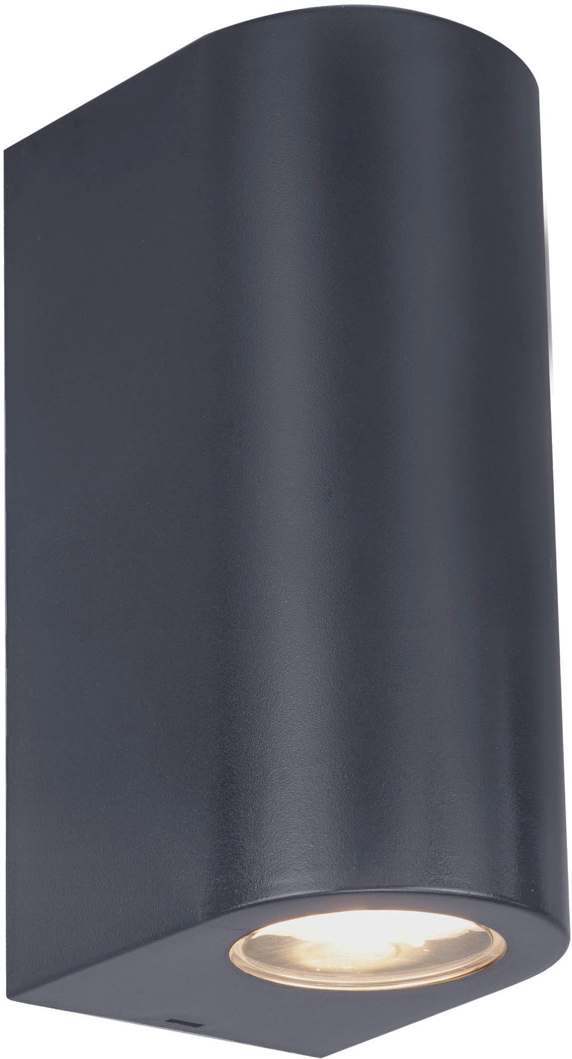 näve Außen-Wandleuchte Alecto, Leuchtmittel wechselbar, zylindrische Form, schwarz, 2 x GU10 excl. Leuchtmittel, H: 15,5cm
