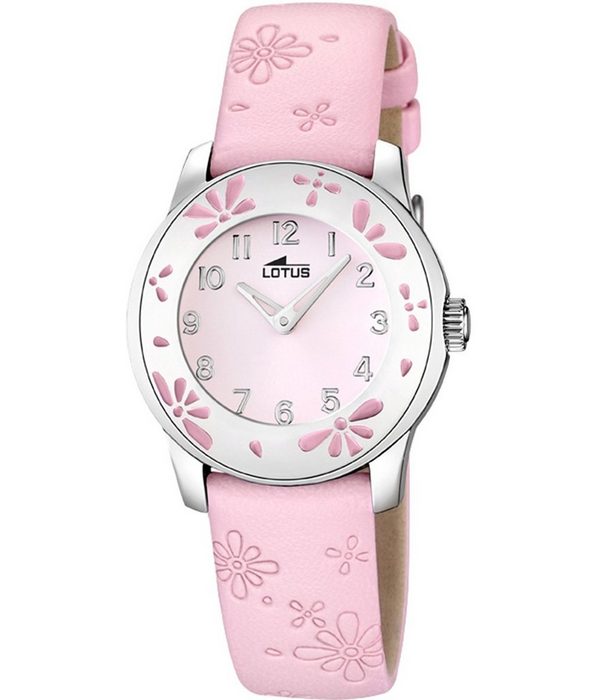 Lotus Quarzuhr Lotus Jugend Uhr Elegant L15950/2 Leder (Armbanduhr) Jugend Armbanduhr rund klein (ca. 29 7mm) Lederarmband rosa