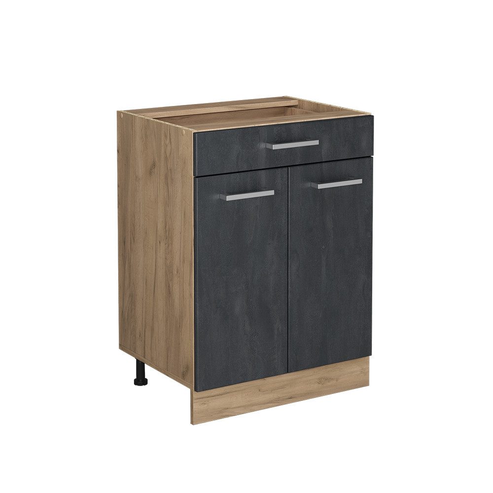 Vicco Unterschrank R-Line, Schwarz Beton/Goldkraft Eiche, günstig online kaufen