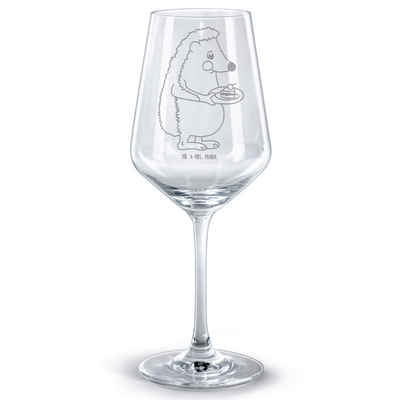Mr. & Mrs. Panda Rotweinglas Igel Kuchenstück - Transparent - Geschenk, Rotweinglas, Essen Spruch, Premium Glas, Feine Lasergravur