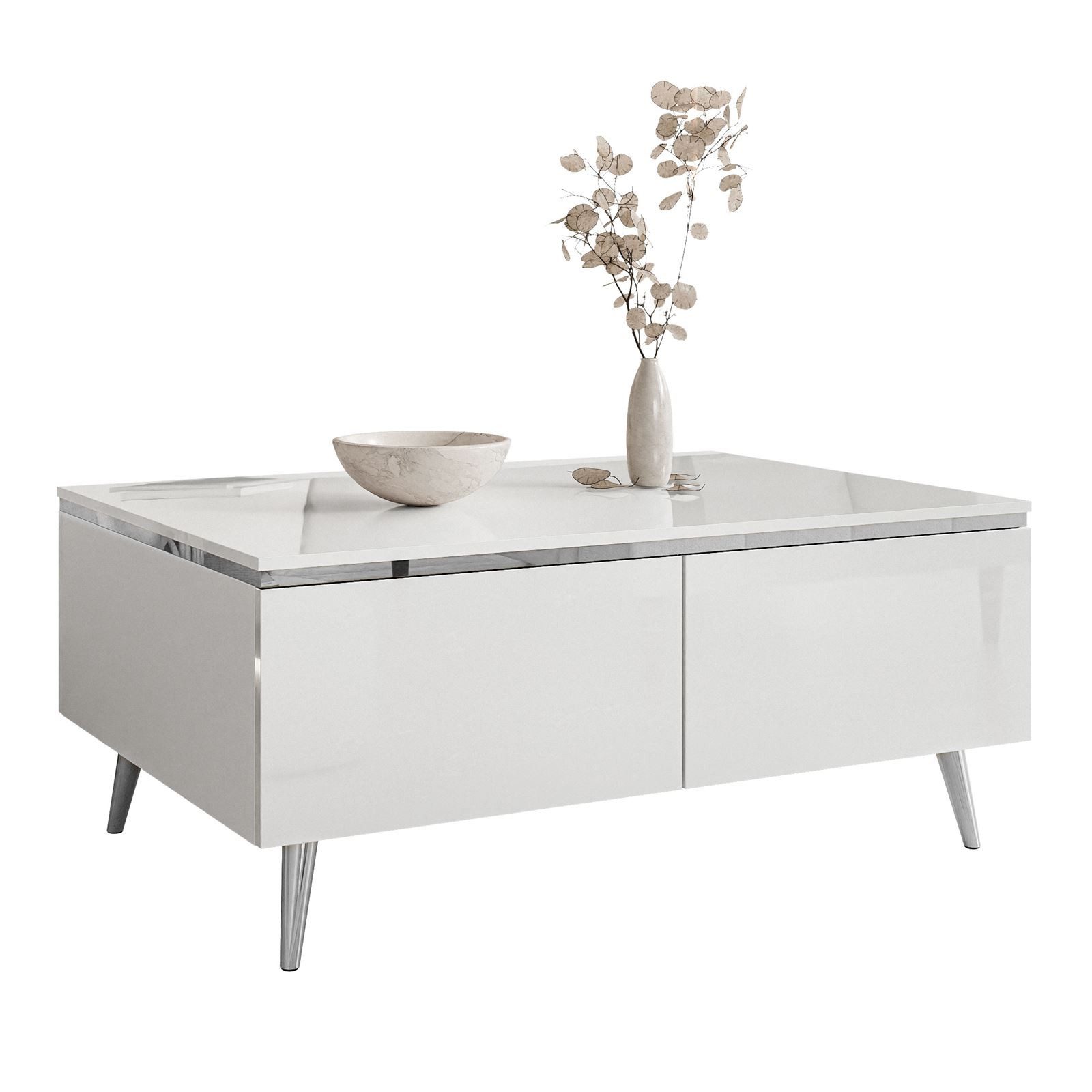 Lookway Couchtisch AURORA SILVER mit Stauraum (1x Tisch), Breite: 90 cm günstig online kaufen