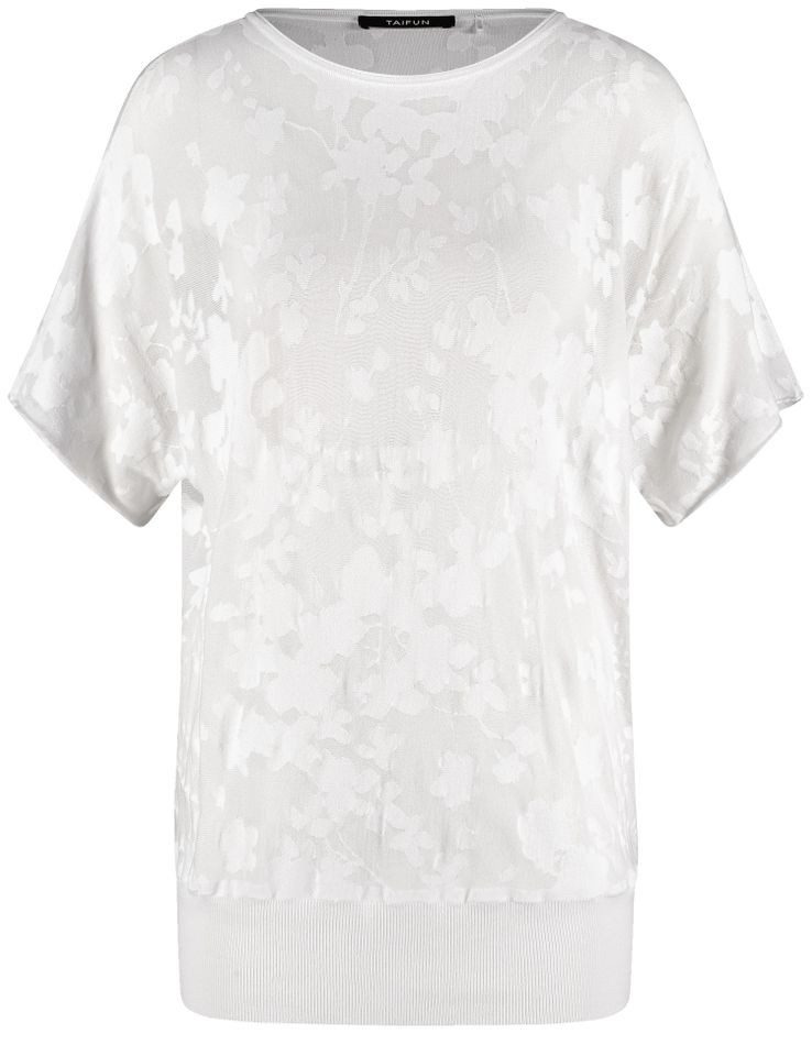Strickpullover – Transparentes Shirt mit überschnittenen Schultern - Florales Muster