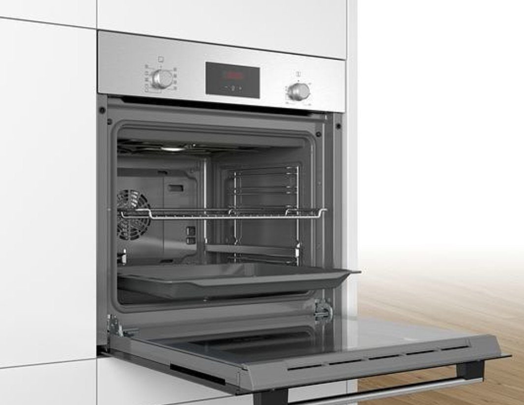BOSCH Backofen-Set Teleskopauszug Versenkknebel 3D + PKM Glaskeramikkochfeld Bräterzone, mit 1-fach Teilauszug – Bild 3 von 5