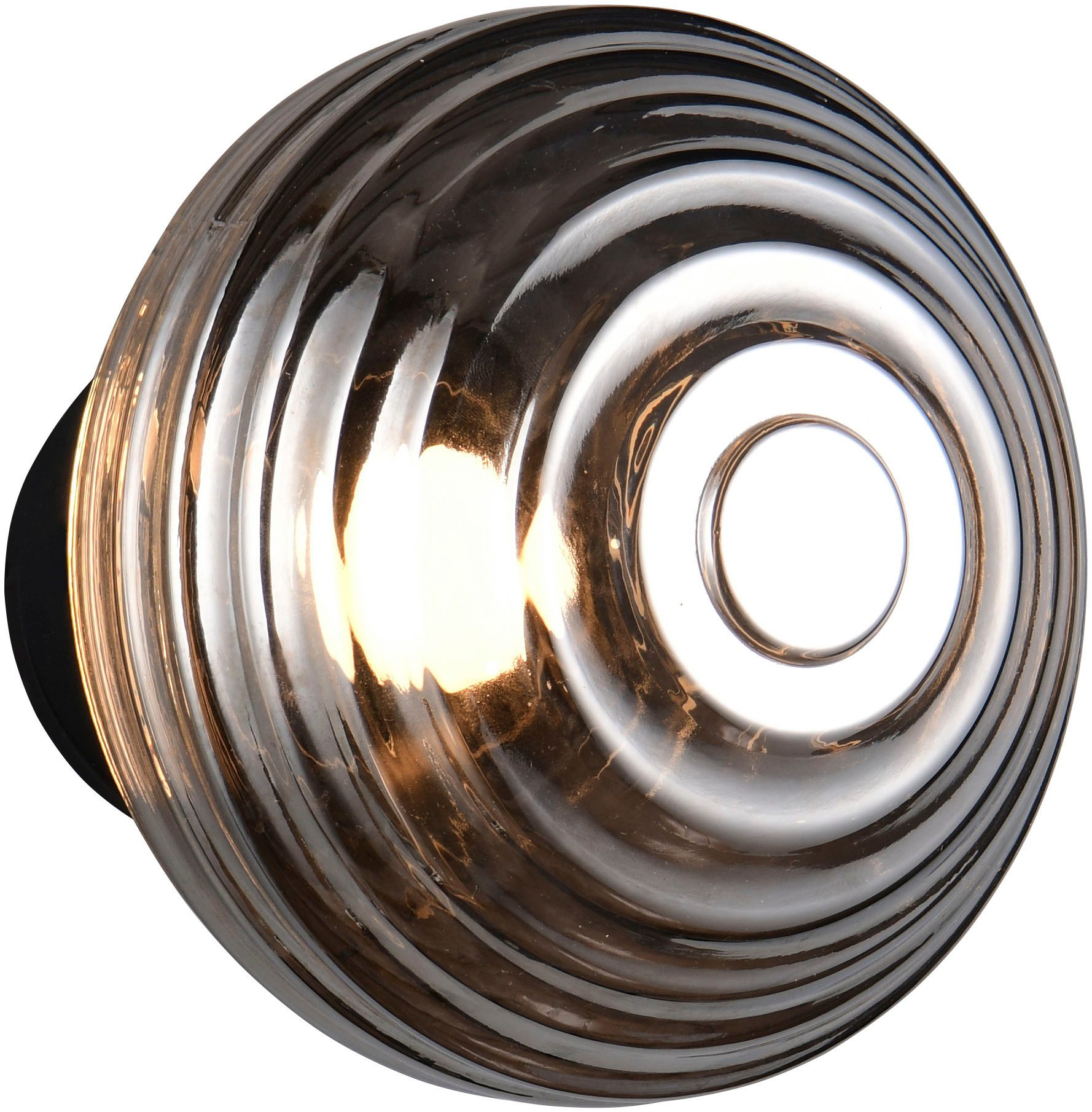 Reality Leuchten LED Wandleuchte EARL, runde Akku Wandlampe mit Touchdimmer, USB-Anschluss Ø 15,5cm, Dimmfunktion, USB-Ladefunktion, mehrere Helligkeitsstufen, LED fest integriert, Warmweiß, Akku Wandlampe Glasschirm, einfache Wandbefestigung, Tiefe 15 cm
