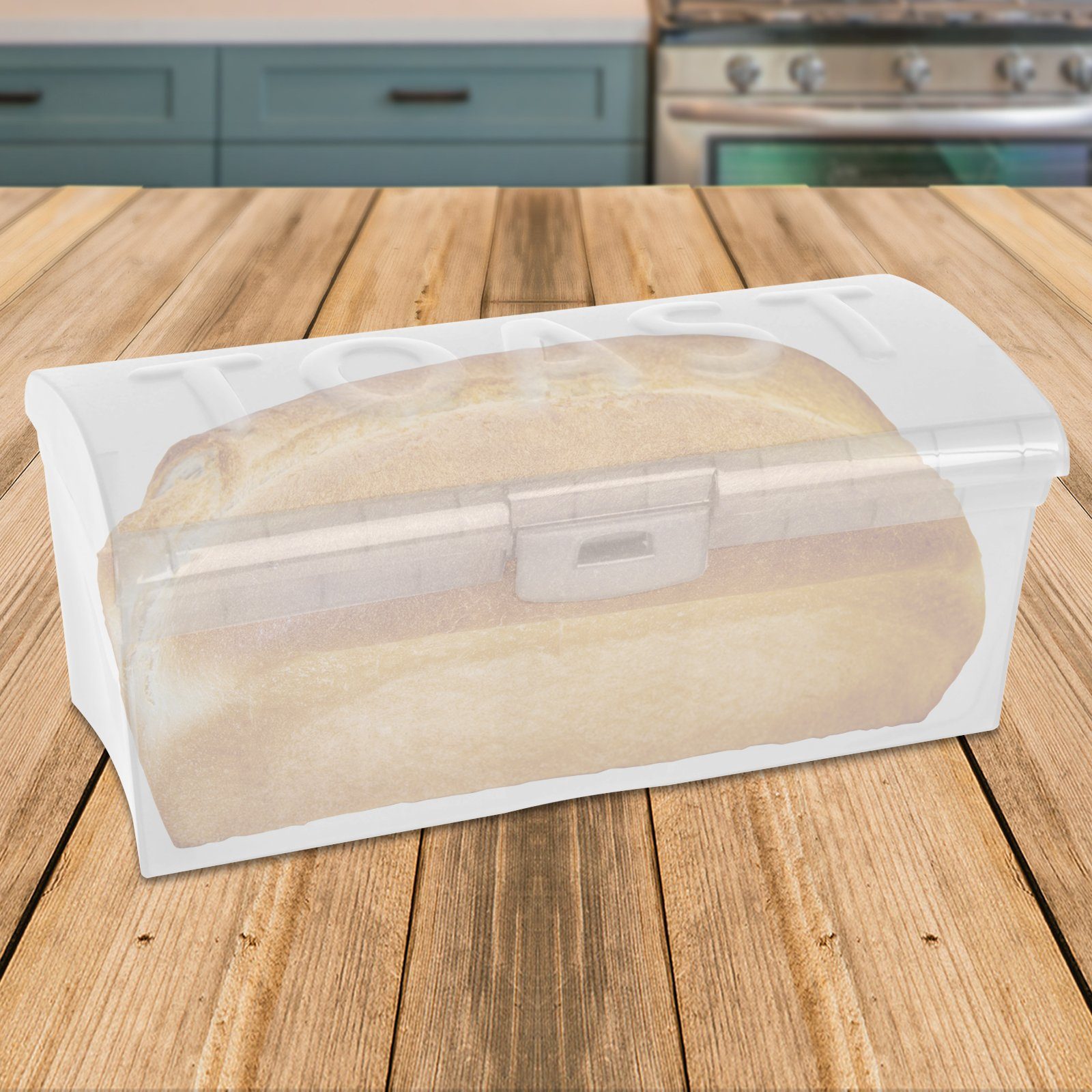 Koopman Brotkasten Toastbrotbox mit Aufbewahrungsbox, Frischhaltedose Brotaufbewahrungsbox Lunchbox Schwarz Snackbox Weiß Farbwahl Lebensmittelbox
