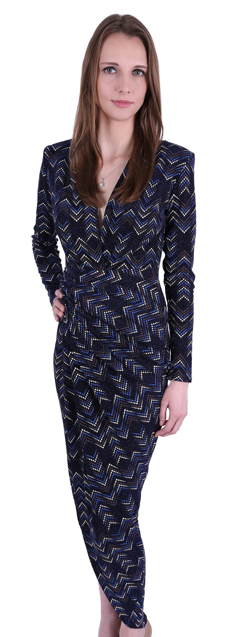 Sarcia.eu Maxikleid Dunkelblaues Maxi-Kleid, Drapierung, geometrischen Mustern John Zack L