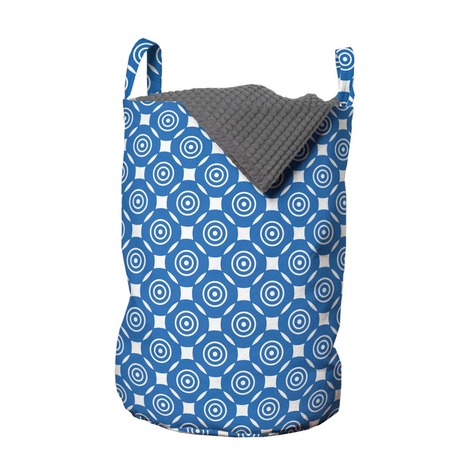 Abakuhaus Wäschesäckchen Wäschekorb mit Griffen Kordelzugverschluss für Waschsalons, Blau und weiß Rechteckige Formen