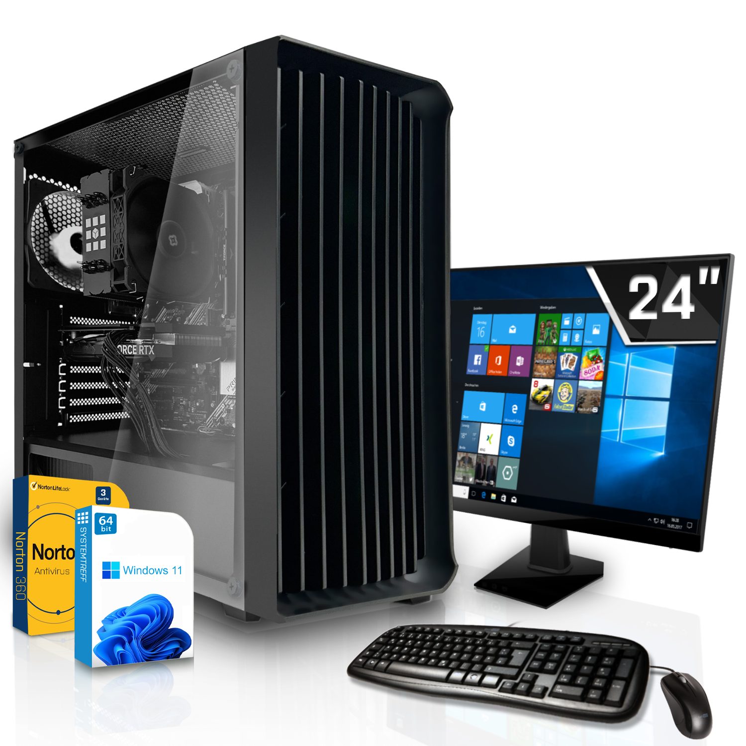 SYSTEMTREFF Business-PC-Komplettsystem (24", Intel Core i7 11700, UHD 750, 16 GB RAM, 512 GB SSD, Windows 11, WLAN)