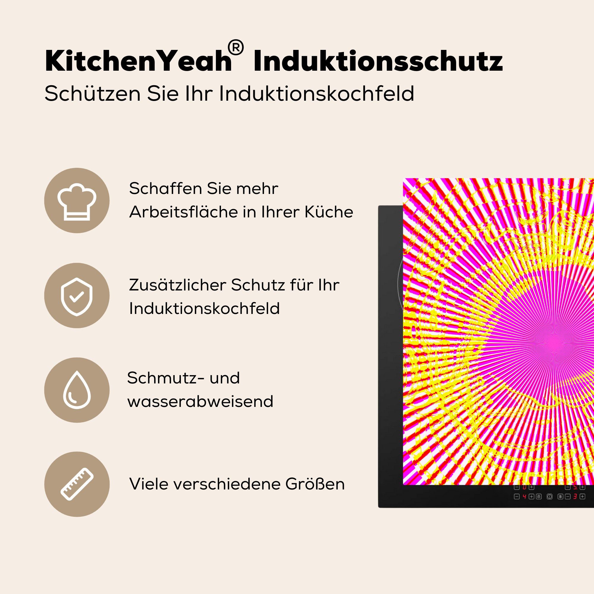 tlg), - 78x78 küche Jet Herdblende-/Abdeckplatte Vinyl, Psychedelisch, für MuchoWow cm, (1 Kunst - Ceranfeldabdeckung, Arbeitsplatte