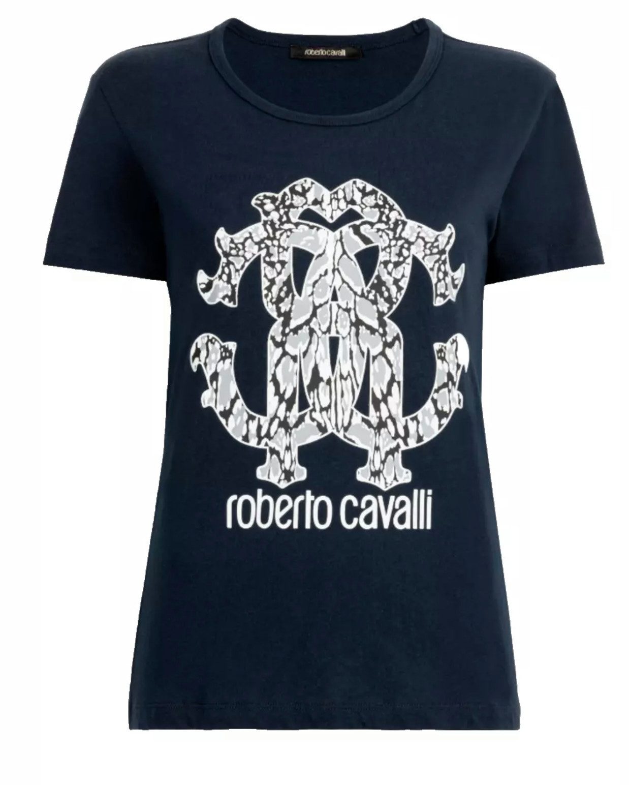roberto cavalli T-Shirt Firenze Damen RC Monogram Print Logo Slim Fit Scoop-Neck-Ausschnitt und Slim Fit für eine moderne Passform – Bild 2 von 5