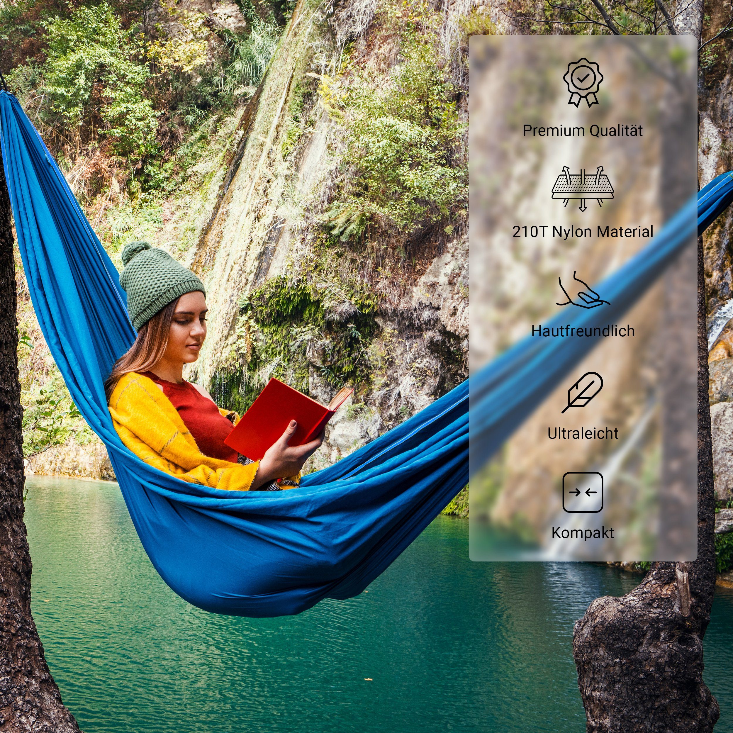 Hängematte MSports® extra Königsblau Hängematte mit Camping MSports Moskitonetz für leicht Outdoor Sonnenliege