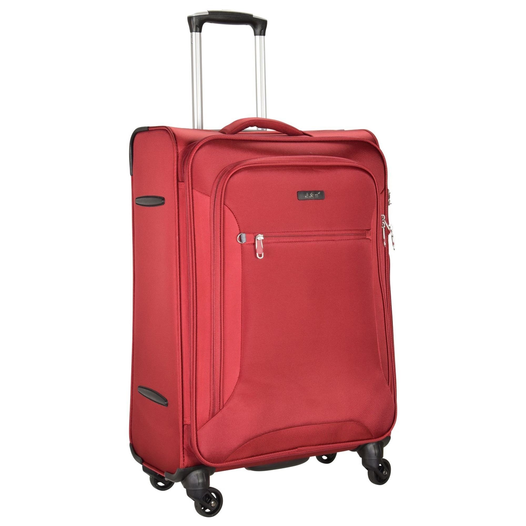 Line Polyester bordeaux D&N 6400, Weichgepäck-Trolley Travel 4 Rollen,