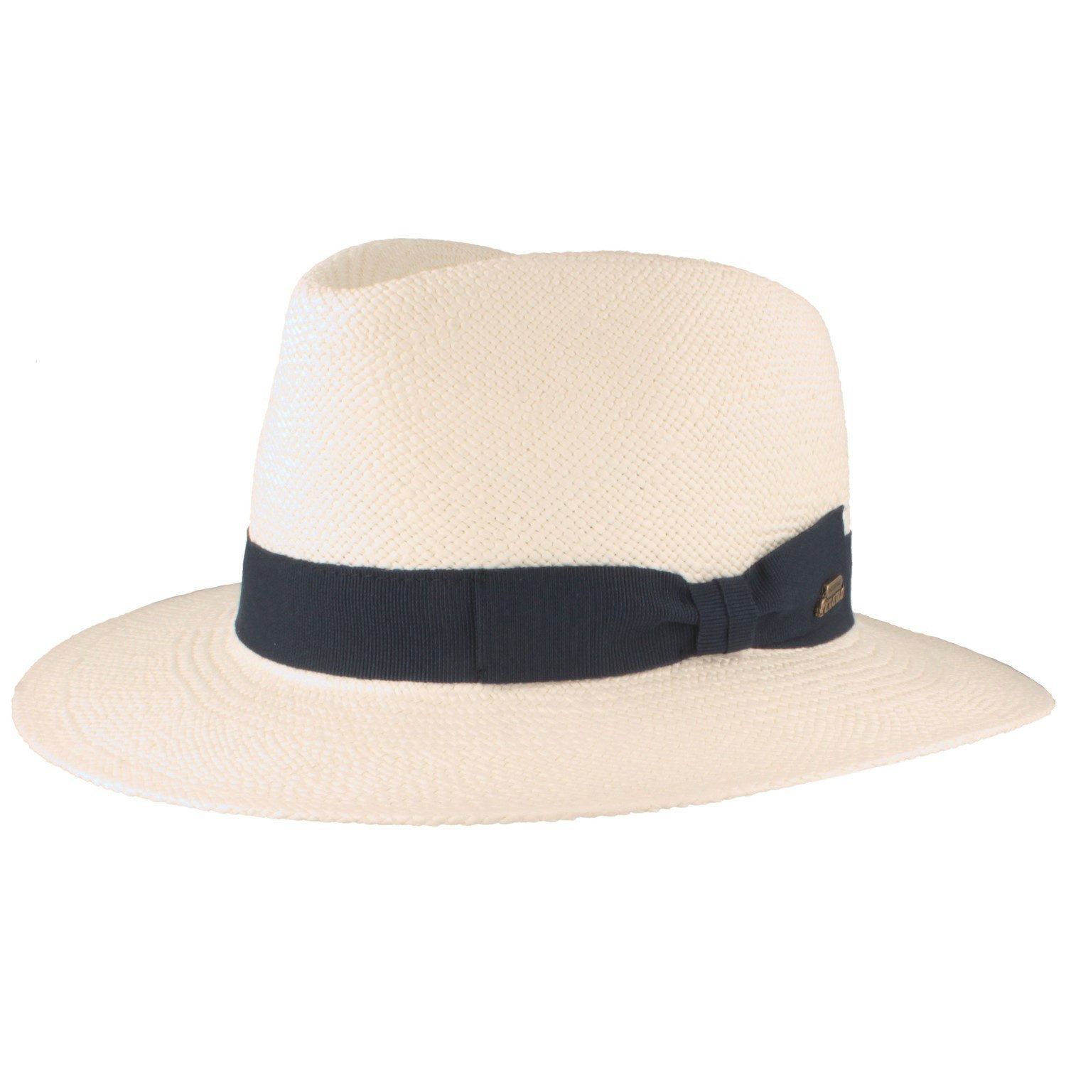 Breiter Strohhut Handgefertigter Panama Traveller mit Ripsband und UV 50+