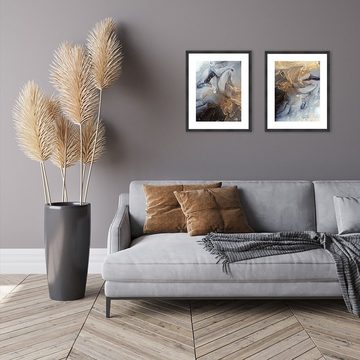 artissimo Bild mit Rahmen Bild gerahmt 51x41cm / Design-Poster mit Holz-Rahmen / Wandbild Marmor, Abstrakte Kunst: Marmor Liquid I