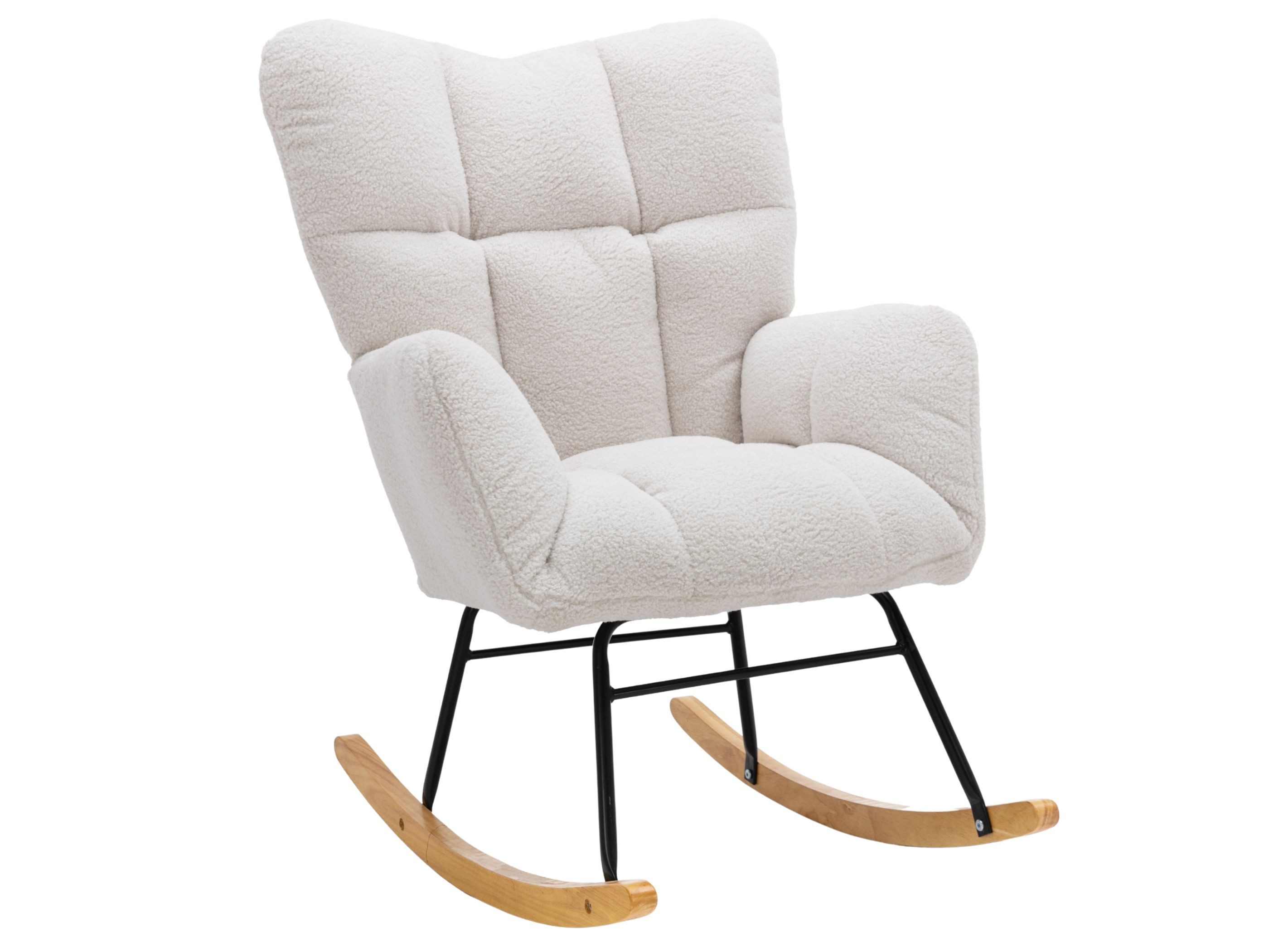 SeedWave Schaukelstuhl im Mid-Century-Stil mit Teddy-Velours, ergonomischer günstig online kaufen