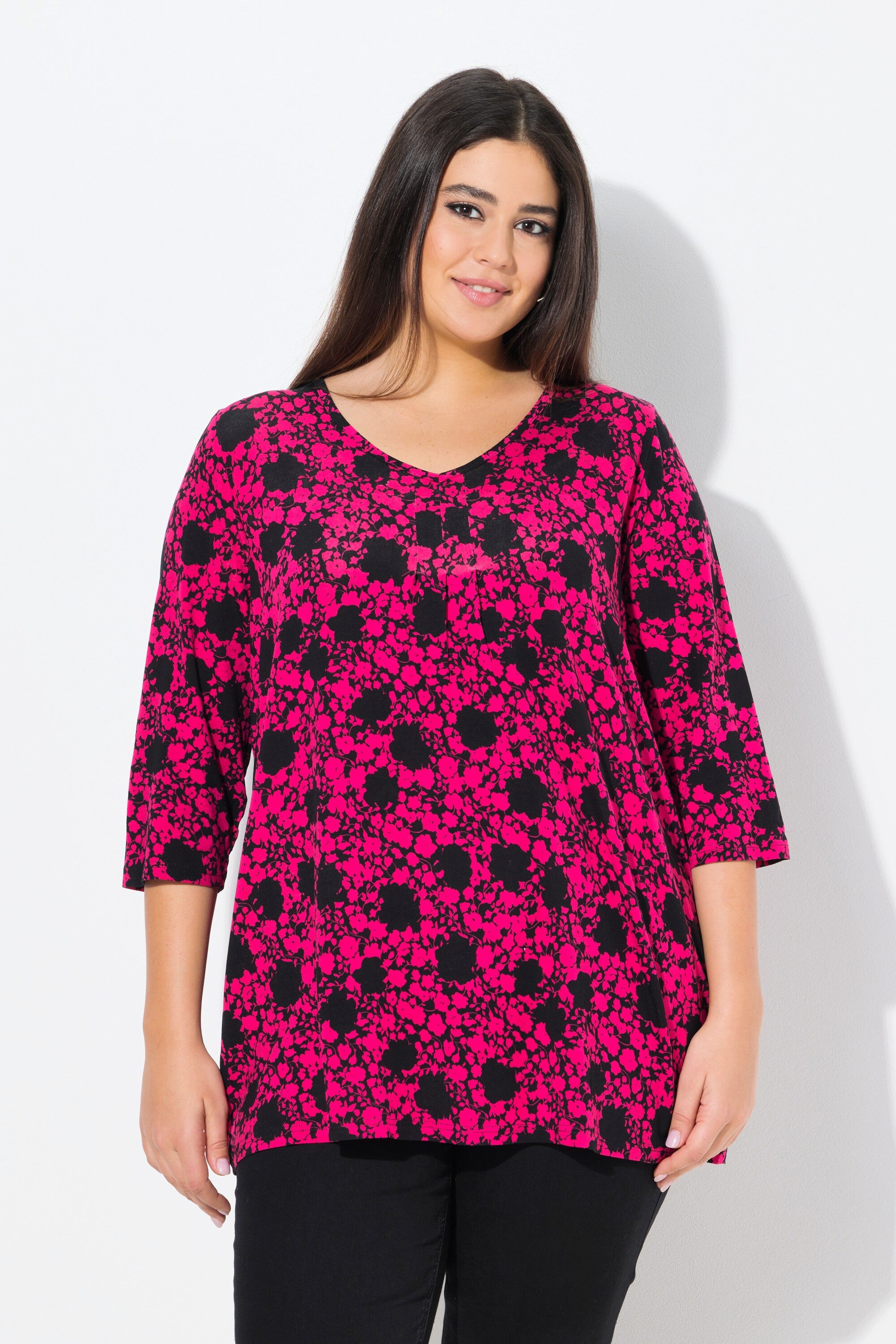 Ulla Popken T-Shirt Shirt Blüten A-Linie günstig online kaufen