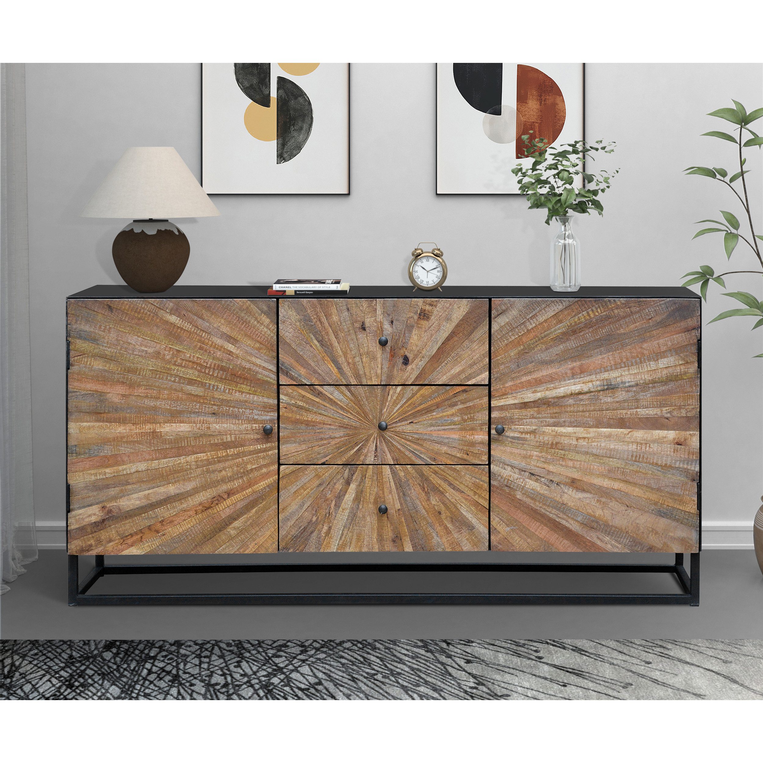 loft24 Sideboard Tanay, Anrichte Mehrzweckschrank, Mangoholz, günstig online kaufen