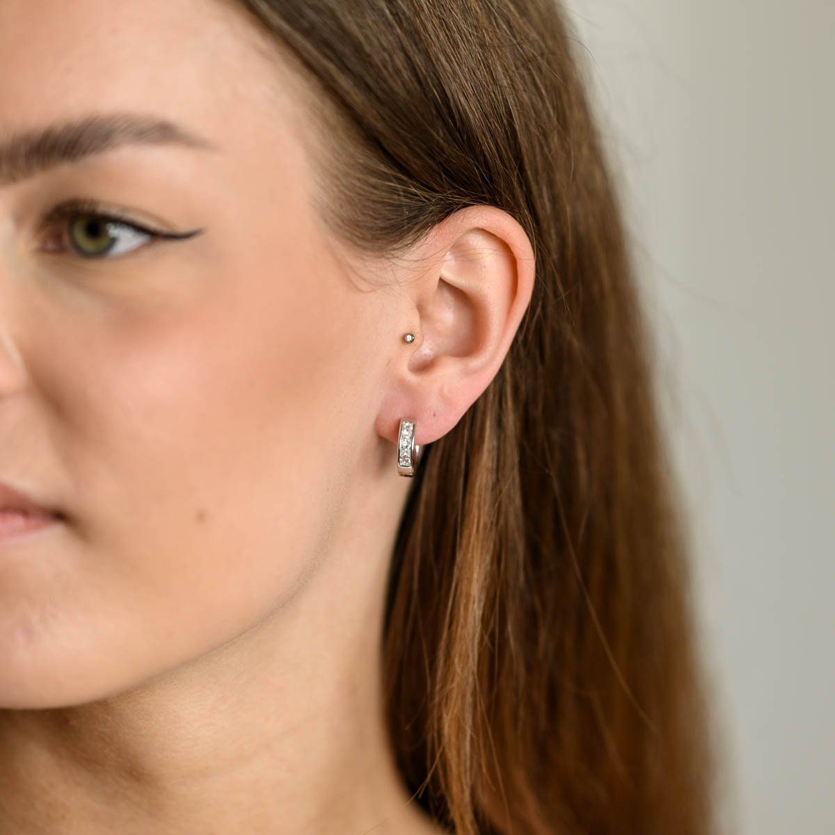 Materia Klappcreolen Damen Zirkonia weiß Ø15mm SO-453, 925 Sterling Silber, günstig online kaufen