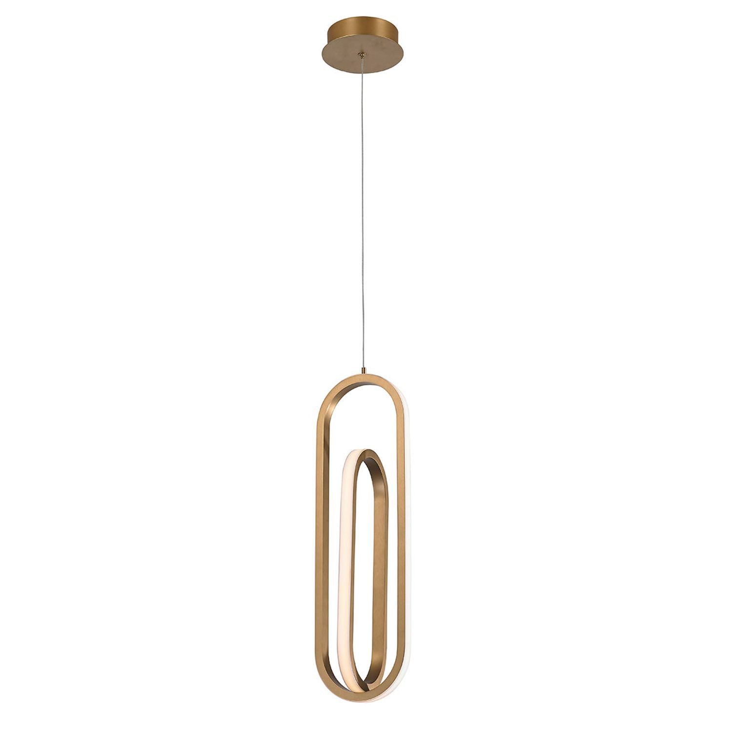 Licht-Erlebnisse Pendelleuchte BENNET, LED fest integriert, Warmweiß, LED Metall B: 21 cm H: max. 209.5 cm in Gold 3000 K 1000 lm Modern