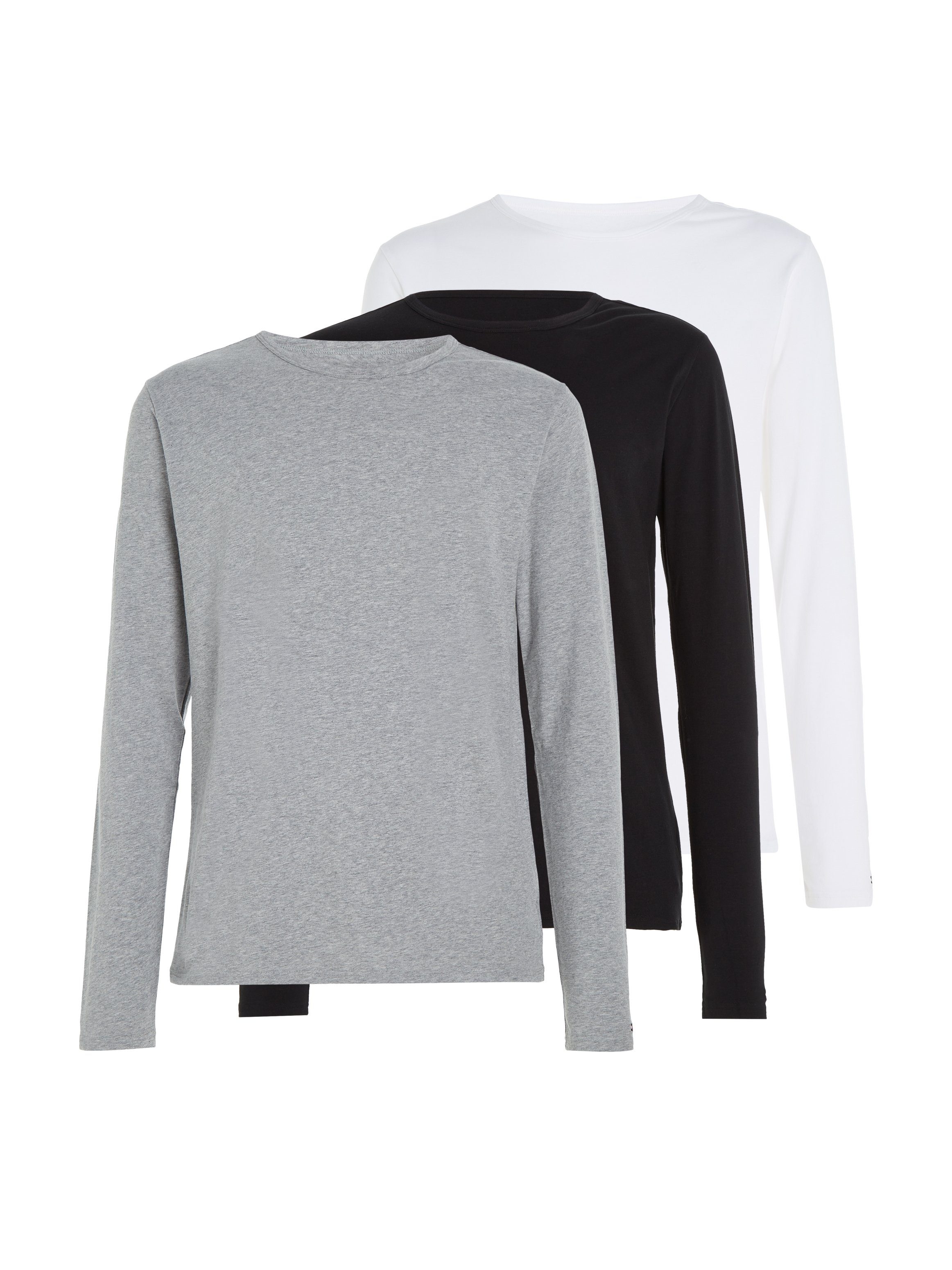 Tommy Hilfiger Underwear T-Shirt 3P LS Tee (Packung, 3er-Pack) mit Markenlabel Black/White/Grey Heather