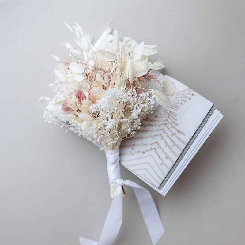 Trockenblume Märchenhafter Brautstrauß aus Trockenblumen in Rosa und Weiß, LYKKE & You