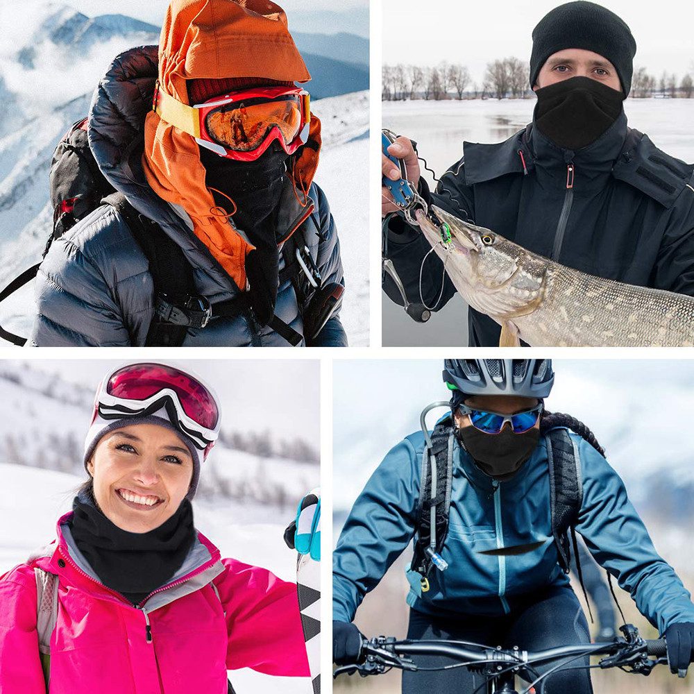Coonoor Multifunktionstuch Fleece Schlauchschal Halswärmer Halstuch Winddicht Ski Maske Warmer, (Für Herren Damen), für Outdoor Skifahren Motorrad Laufen Radfah – Bild 5 von 5