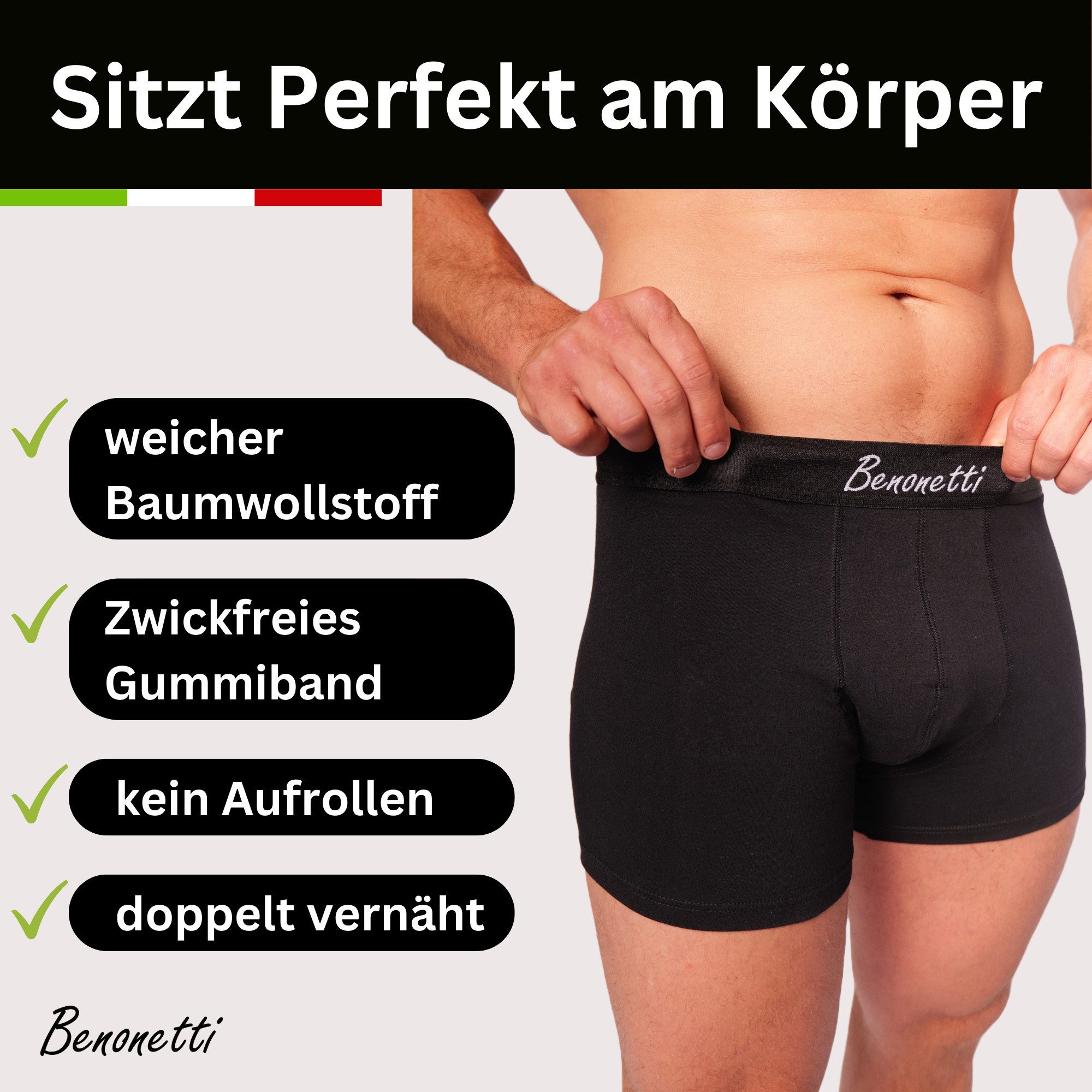 Benonetti Boxershorts weich, langlebig & atmungsaktiv, kein Aufrollen (6-St günstig online kaufen