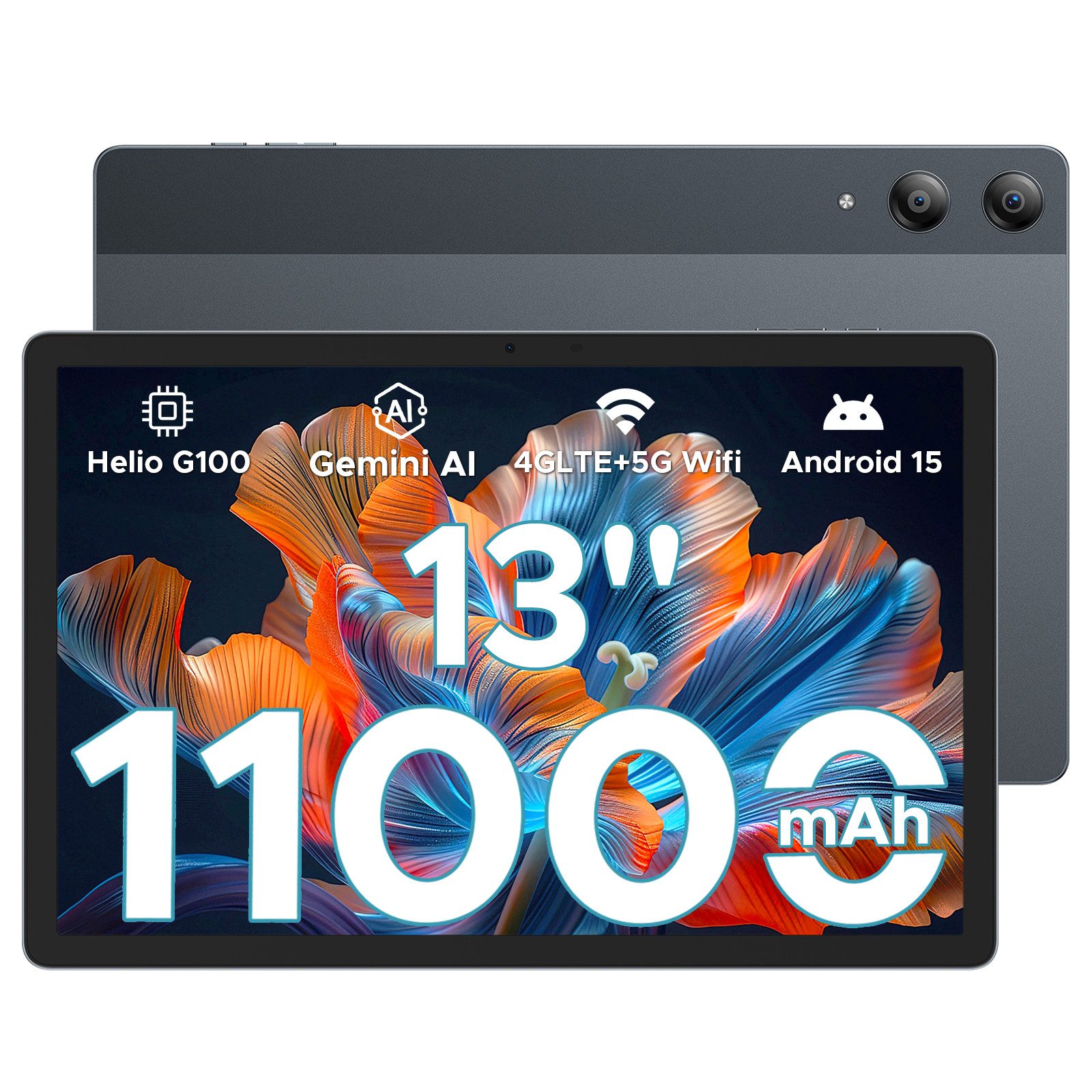 DOOGEE DOOGEE Tab E3 Pro 13 Zoll Tablet mit SIM Card Slot Android 15 Tablet (13", 256 GB, Android 15, 4G, 8 GB+256 GB/2TB TF, 11000mAh 18W, FHD+ 90Hz/Face ID/OTG/GPS)