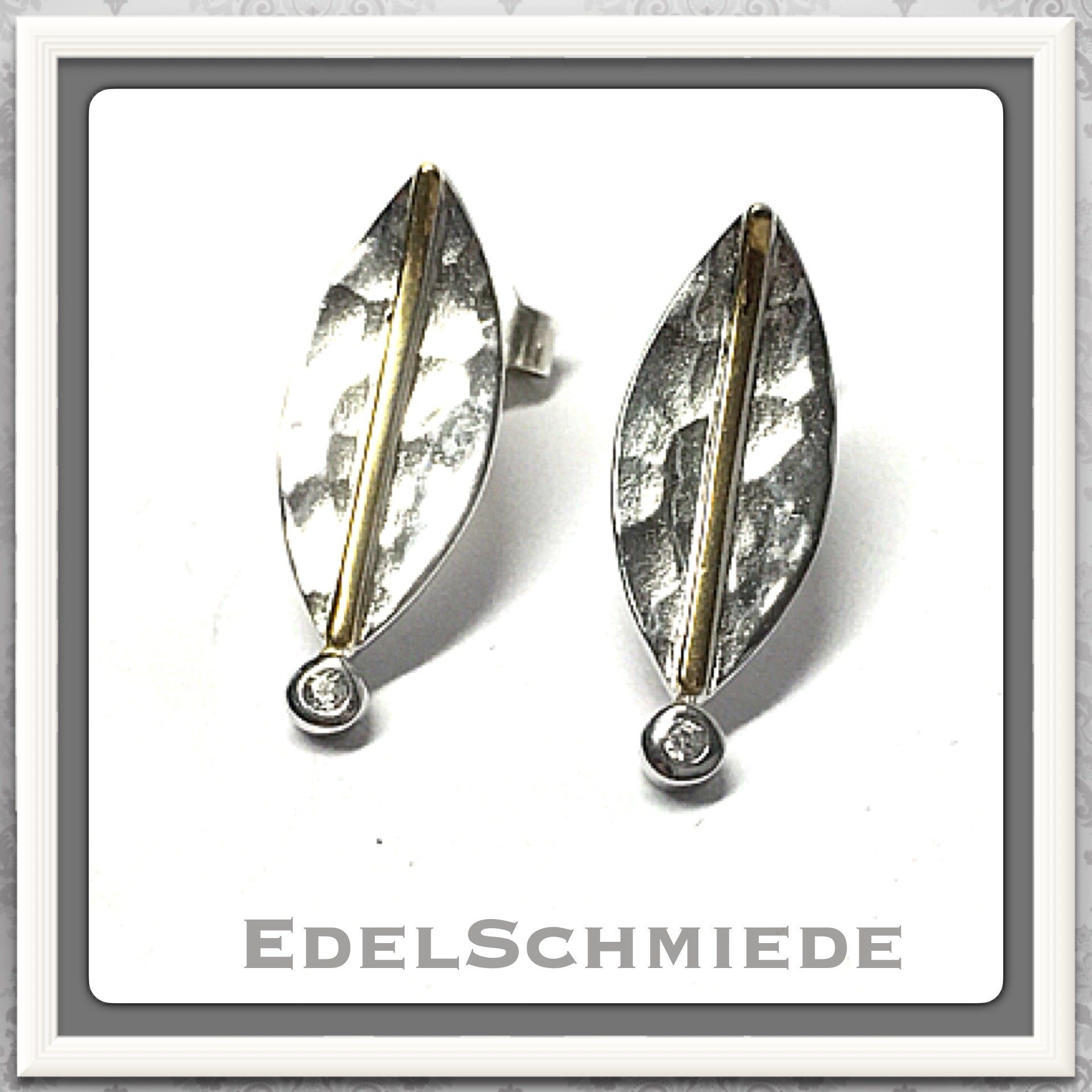Edelschmiede925 Paar Ohrstecker Edelschmiede925 moderne Ohrstecker im  bicolor Look 925 Silber Zirk (k. A)